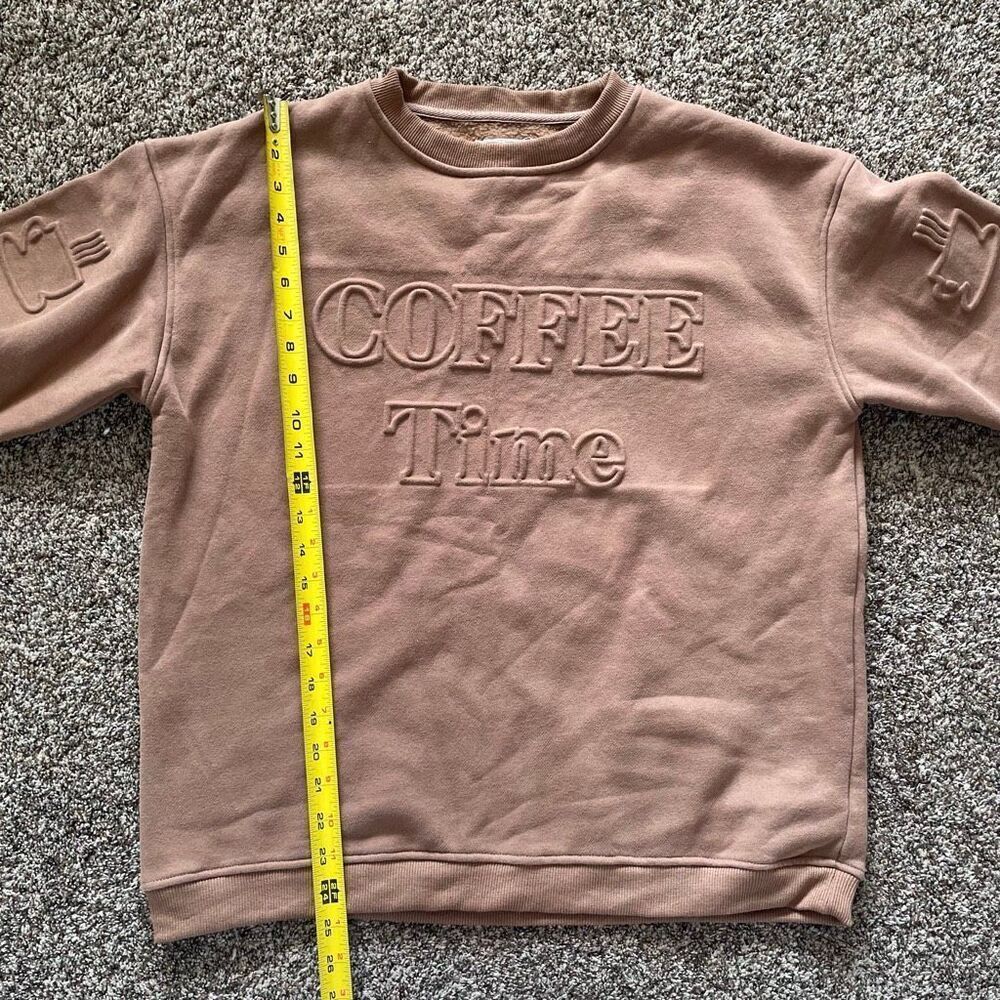 Coffee Time JK brown embossed sweatshirt size Small View 3